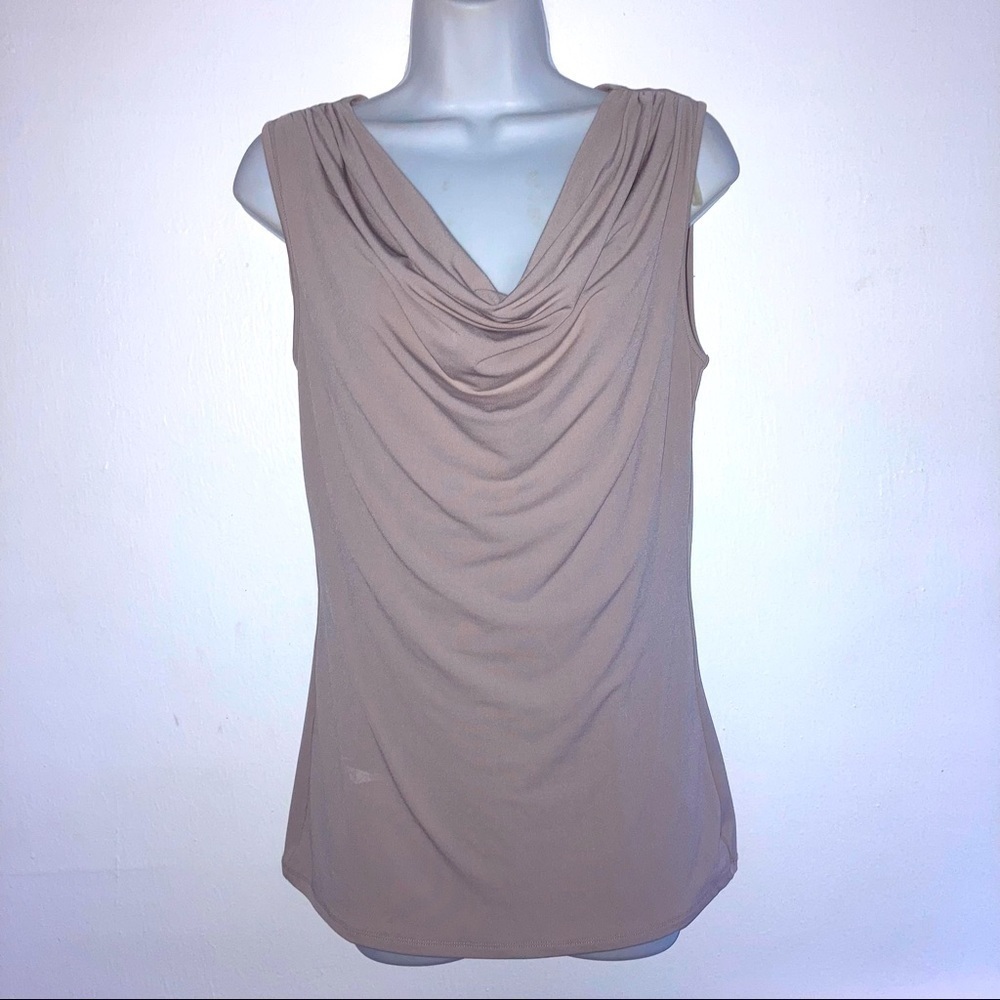Carmen Marc Valvo Stretch Drape Front Sleeveless Gray Top S* - Picture 5 of 5